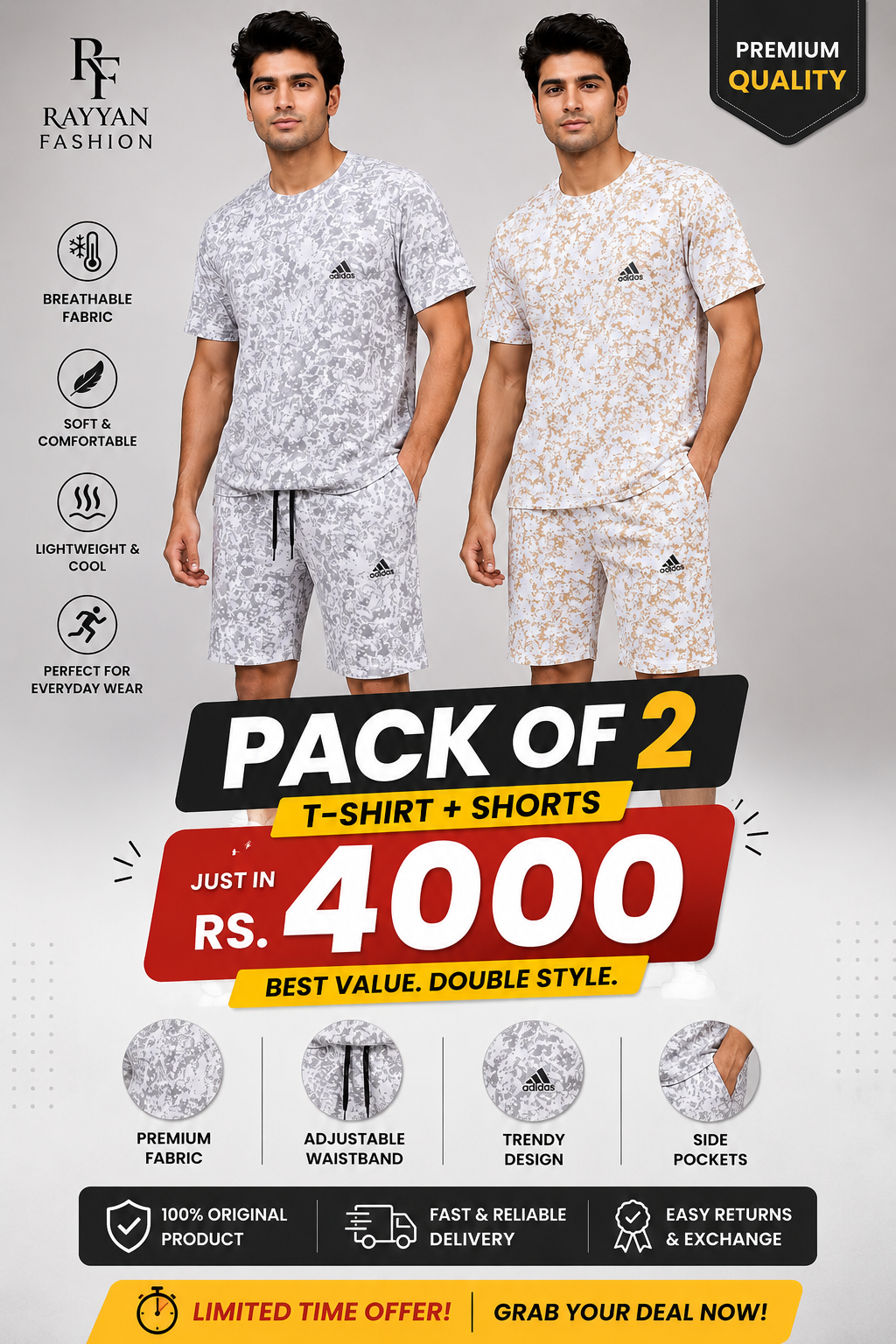 Jersy Print T-Shirt + Shorts - JPTS01